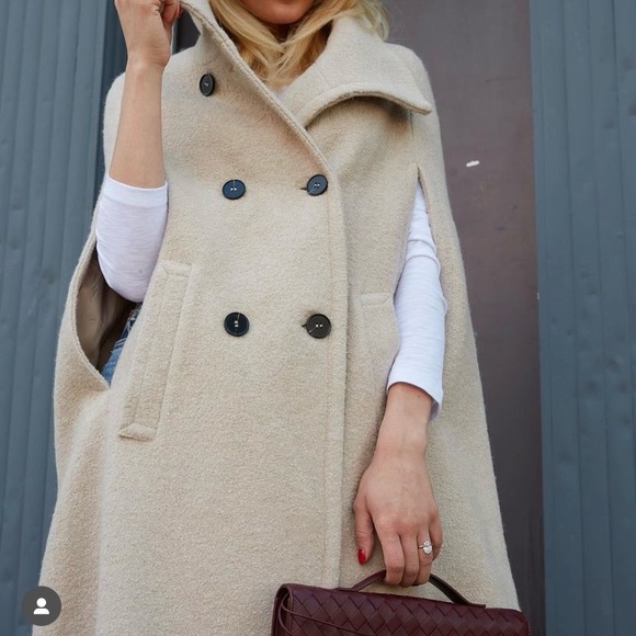 sister Bloom Jackets & Blazers - Elegant Cream Cape Coat